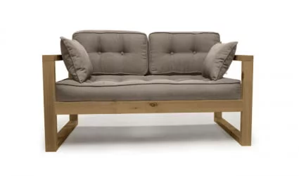 Диван для балкона двухместный ДЕмоку Д-2 бежевый_холодный серый / DEmoku