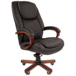 Кресло руководителя CХАИРМАН 408 кожа/экокожа, черный / CHAIRMAN