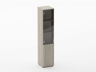 Шкаф высокий со стеклом Глассй 6.19.15Л Дуб сантана светлый / Glassy