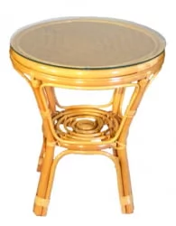 Стол Багама круглый с плетеной столешницей Бахама2 мед / Bahama2