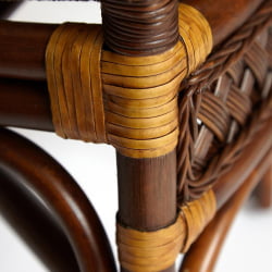 Комплект террасный АНДРЕА (стол кофейный со стеклом + 2 кресла + подушки) ротанг, 64х67х92см / Д60х55, Пекан Вашед (античн. орех) / ANDREA D60х55, Pecan Washed