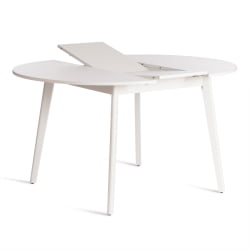 Раздвижной овальный стол СВЕЛТО ЛДСП, опора-массив березы, 105 х 105 (140) х 74.5 см, Белый /белый / SVELTO