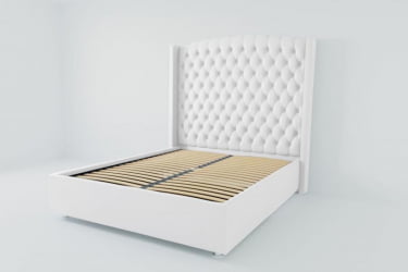 Мягкая интерьерная кровать &куот;Берлин Люкс&куот; с ортопедическими латами (металл) Материал фасада: Искусственная кожа; Спальное место: 900х2000 мм; Цвет фасада: Белый; Цвет корпуса: Белый / "Берлин Люкс"