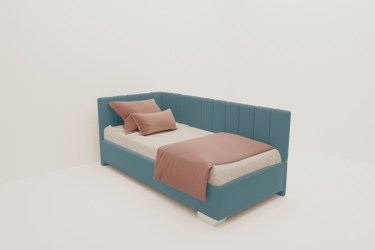 Детская кровать 190 90 ТЕРРА С ОРТОПЕДИЧЕСКИМ ОСНОВАНИЕМ (БЕРХОУСЕ) Цвет фасада: Голубой; Материал фасада: Металл/Велюр; Спальное место: 900х1900 / (BERHOUSE)