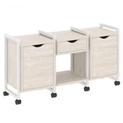 Тумба на колесных опорах наборная. Вариант №7 ЛОФТ ВР.Л-ТН-7.К Металл белый Денвер светлый / LOFT VR.L-TN-7.K