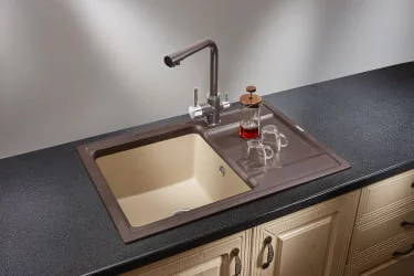 Кухонная мойка ХИБРИД ХИ-74 Черный-арктик / HIBRID HI-74