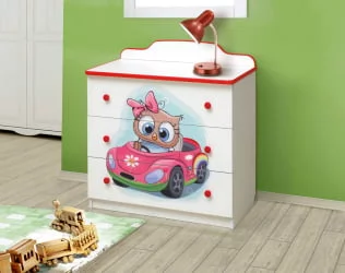 Детский комод №1 с фотопечатью Совята Белый