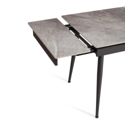 Раздвижной стол Лорд Грей/Лорд Грей столешница керамика (глянцевая) / опоры металл, серый/черный, (120+30+30)кс80кс75 см / Lord Grey/Лорд (120+30+30)x80x75
