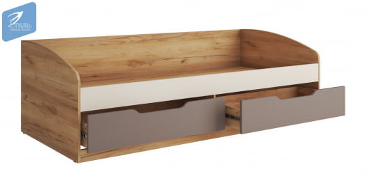 Кровать-тахта РИCХ КР-002 Миндаль/Глиняный серый/дуб крафт золотой / RICH