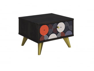 Тумба дизайнерская Фьюжн ТМ-004 АРТ Угольный камень/ВИНИЛ / камень/VINIL