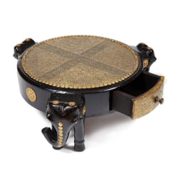 Столик Сеcрет Де Маисон 3 СЛОНА ( мод. НД-005) дерево манго/латунная чеканка, Диа 48. В 19 см, этническая роспись / Secret De Maison SLONA mod. ND-005) Dia