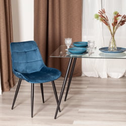 Стул АБРУЗЗО ( мод. 8060 ) металл/вельвет, 52 х 63 х 85 см, синий (ХЛР 63)/черный / ABRUZZO mod. (HLR