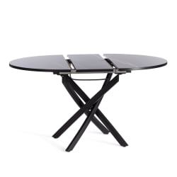 Раздвижной овальный стол МАНЗАНА ЛДСП/ХПЛ/металл, 100 х 100+30 х 75 см, Мрамор черный/черный / MANZANA ЛДСП/HPL/металл,