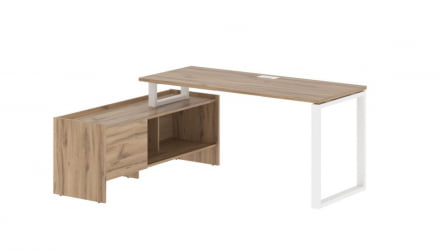 Стол с тумбой ЕДИС ЕКCТ 17614 Дуб Денвер светлый Белый / EDIS EQCT