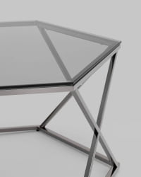 Журнальный столик Круз 93*80 стекло смоке сталь Темный хром / smoke