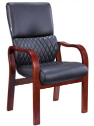 Стул руководителя Еверпроф Пресидент Воод CФ Экокожа Черный / Everprof President Wood CF