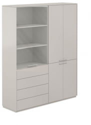 Шкаф высокий двойной Атлас НЗ-0301+НЗ-0302.ГС.ГС.ГЛ Серый камень / Atlas NZ-0301+NZ-0302.GS.GS.GL