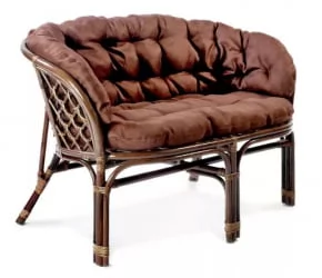 Диван Багама 2х местный, подушки светлые или коричневые полные Бахама8 орех матовый / Bahama8