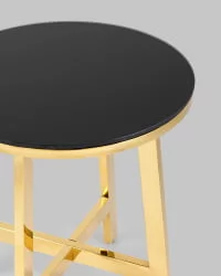 Журнальный стол АЛЬБА 50кс50 Золото (стекло черное) / 50x50