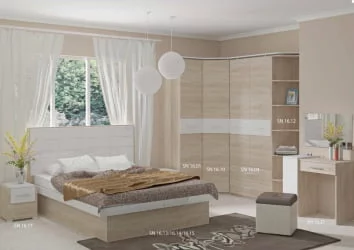 Полутороспальная кровать Импульс СН16.13 Дуб сонома/белый глянец / SN16.13