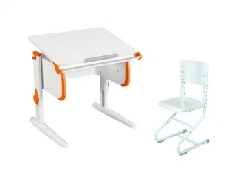 Стол-трансформер Парта 1/75 + Стул Белый Оранжевый / Parta Stul