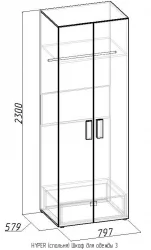 Шкаф для одежды 3 Хйпер Венге/Палисандр (спальня) / Hyper