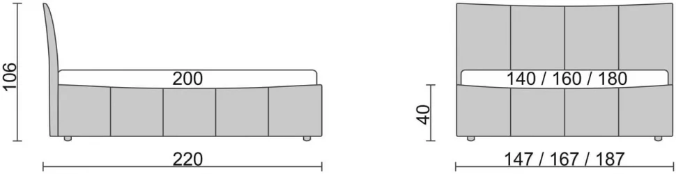 Кровать с мягким изголовьем Черный_68185