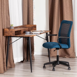 Кресло СТАФФ флок/ткань, синий/серый, 32/В-12 / STAFF 32/W-12