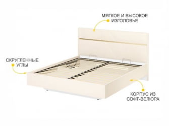 Кровать с подъемным механизмом Монако 903.36 Белый шпон/Даллас Айвори