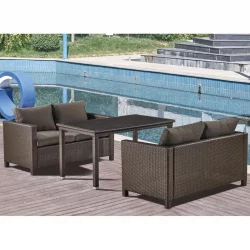 Обеденный комплект плетеной мебели с диванами Т256А/С59А-В53 Бровн / T256A/S59A-W53 Brown