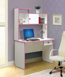 Детский стол компьютерный №9 Белый/Ярко-розовый