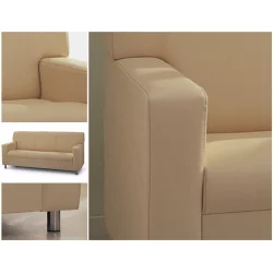 Диван офисный тройной Клерк 3 Бежевый Екотекс 3014 / Ecotex