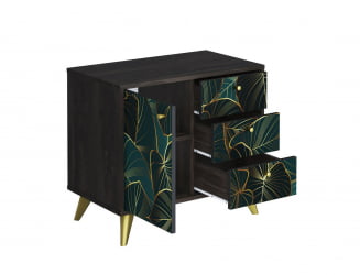 Комод Фьюжн КМ-002 АРТ Угольный камень/ТРОПИCАЛ / камень/TROPICAL