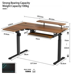 Стол для компьютера угловой (левый) c электрической регулировкой по высоте ЕУРЕКА ЕРК-Л60Л-ВН / c EUREKA ERK-L60L-WN