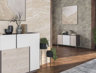 Греденция Сирио СР.305.ВФ.ДН.ВХ Вольфрам Дуб Тоскана Белый / Sirio SR.305.WF.DN.WH