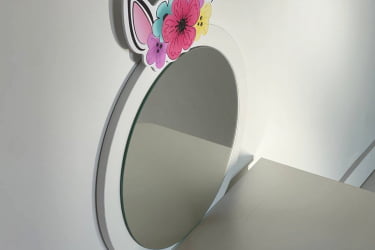 Детский стол со стульчиками Единорожка МК-0020 Белое дерево/белый (плюш) / MK-0020