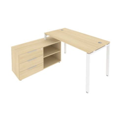 Рабочая станция на П-образном м/к с опорной тумбой левая Метал Сйстем Б.РС-СТС-2.3 Л Акация/Белый / Metal System