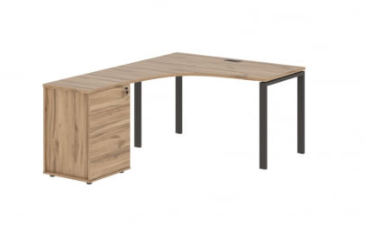 Стол эргономичный с тумбой левый ЕДИС ЕУCЕТ 1318 Л Дуб Денвер светлый Мокко / EDIS EUCET L