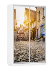 Шкаф-купе двухдверный Экспресс Дуо 1400х2200х Улица/Белый снег / 1400х2200h