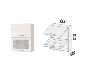 Шкаф-витрина кухонный (с системой плавного закрывания) Графит 74.08.2 Сосна Астрид-Ванил