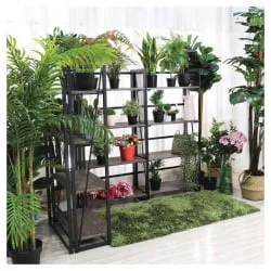 Стеллаж на металлокаркасе БРАБИКС ЛОФТ СХ-001 Мореный дуб / BRABIX LOFT SH-001