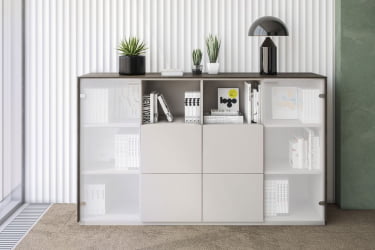 Шкаф средний с ящиками Атлас НЗ-0326.БТ.ГС Бренсон Трюфель Серый камень / Atlas NZ-0326.BT.GS