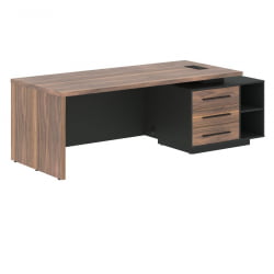 Стол руководителя правый ВЕЛИОН ВЕНЕЕР ВРCТ 2390 Р Американский орех Яшма черная / VELION VENEER VRCT R