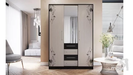 Длинный шкаф Бостон Венге Цаво/Дуб Белфорт с рисунком