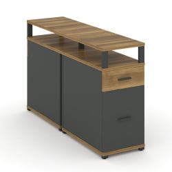 Тумба двухсторонняя опорная приставная с ящиком, распашным фасадом и надставкой CОНCЕПТ CН.ДТГО-006 Б/В Сандал Янтарный Антрацит / CONCEPT CN.DTGO-006 B/W