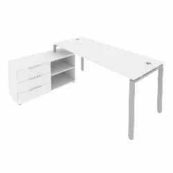 Рабочая станция на П-образном м/к с опорной тумбой левая Метал Сйстем БП.РС-СТС-2.5 Л Белый/Серый / Metal System