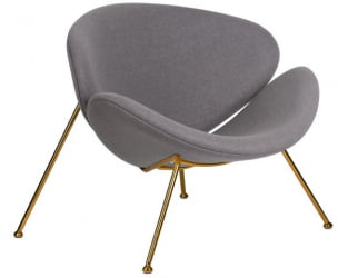 Кресло дизайнерское ДОБРИН ЕМИЛЙ (серая ткань АФ7, золотое основание) 2 шт / DOBRIN EMILY AF7,