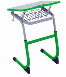 Парта одноместная регулируемая по высоте СМАРТЙ 600х500 с углом наклона столешницы и антивандальной полиуретановой кромкой (рост 5-7) Зеленый/Серый / SMARTY