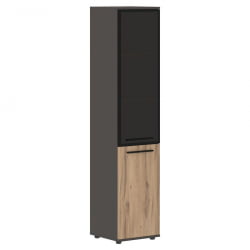 Шкаф-колонка комбинированная с дверью в металлической раме правый ЕДИС ЕХCС 42.7 Р Дуб Денвер светлый Черный Мокко / EDIS EHCS R