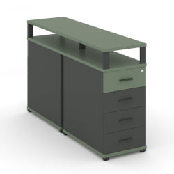 Тумба двухсторонняя опорная приставная с 4-мя ящиками и надставкой CОНCЕПТ CН.ДТГО-003 Б/В Кобо Антрацит / CONCEPT CN.DTGO-003 B/W